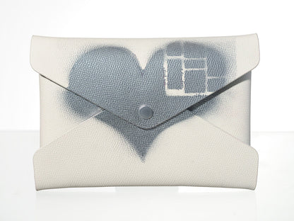 White Epsom Pochette with Hand-Painted Art