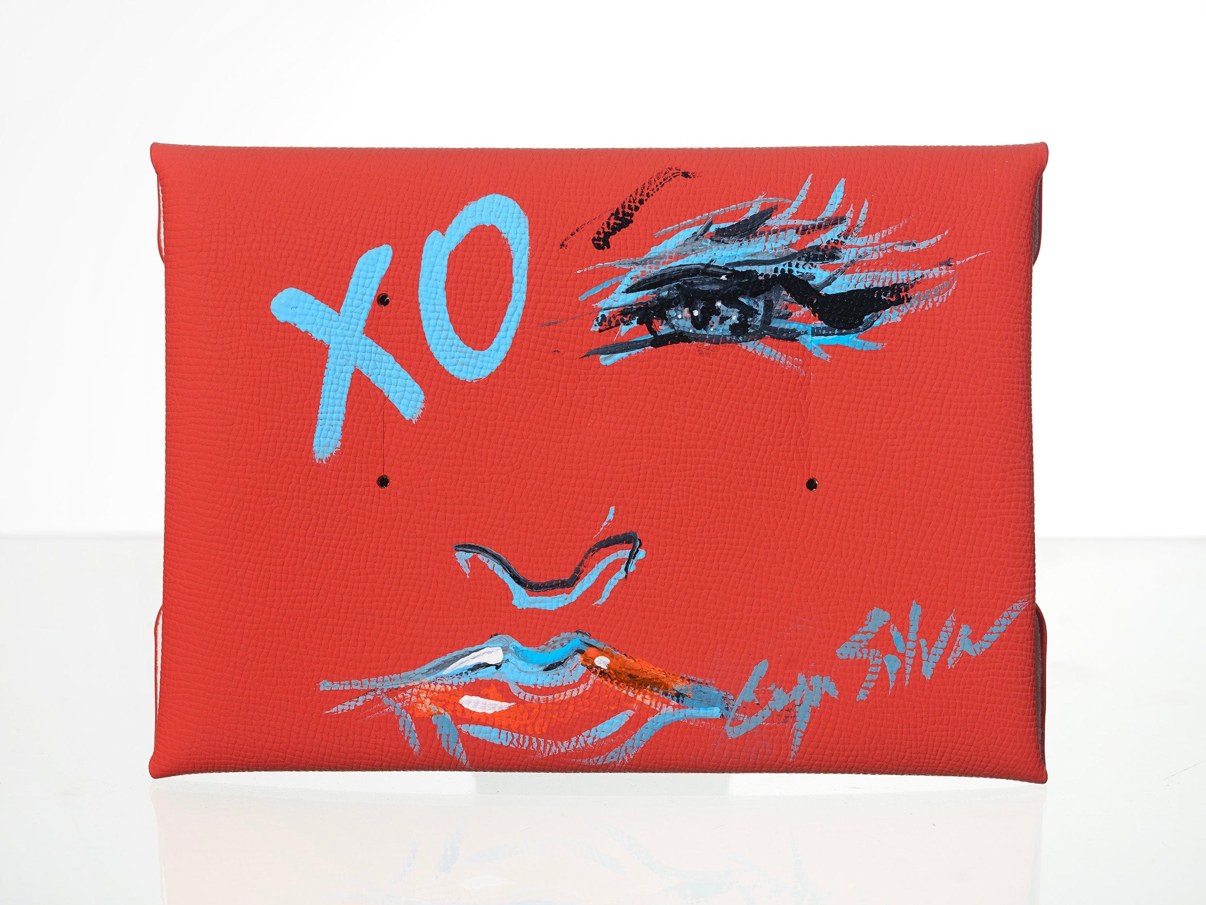 Watermelon Epsom Pochette with Hand-Painted Art