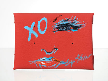 Watermelon Epsom Pochette with Hand-Painted Art