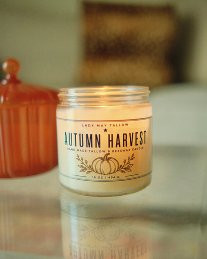 Autumn Harvest Tallow &amp; Beeswax Candle – 16 oz