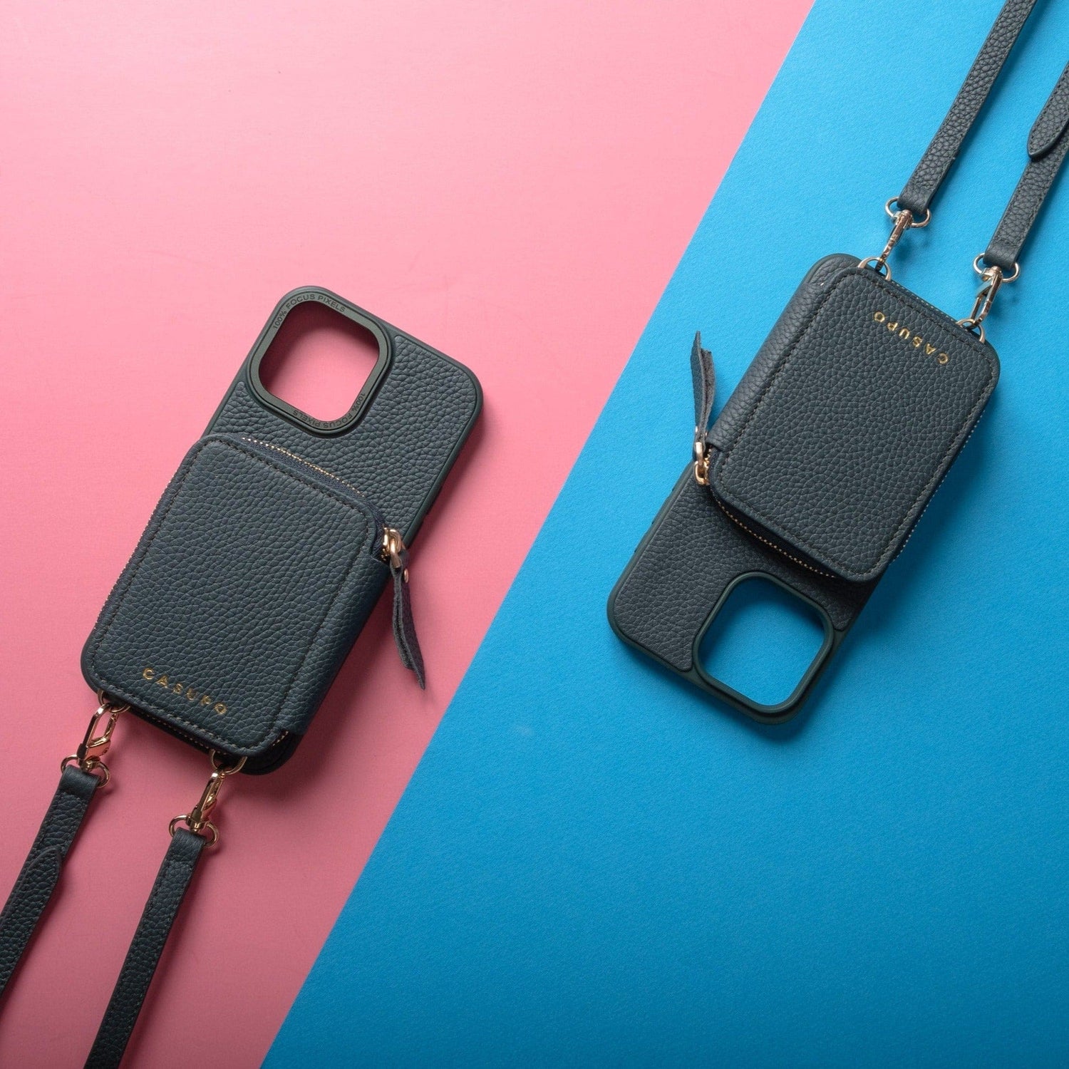 iPhone Case and Wallet with Long Strap - Forest