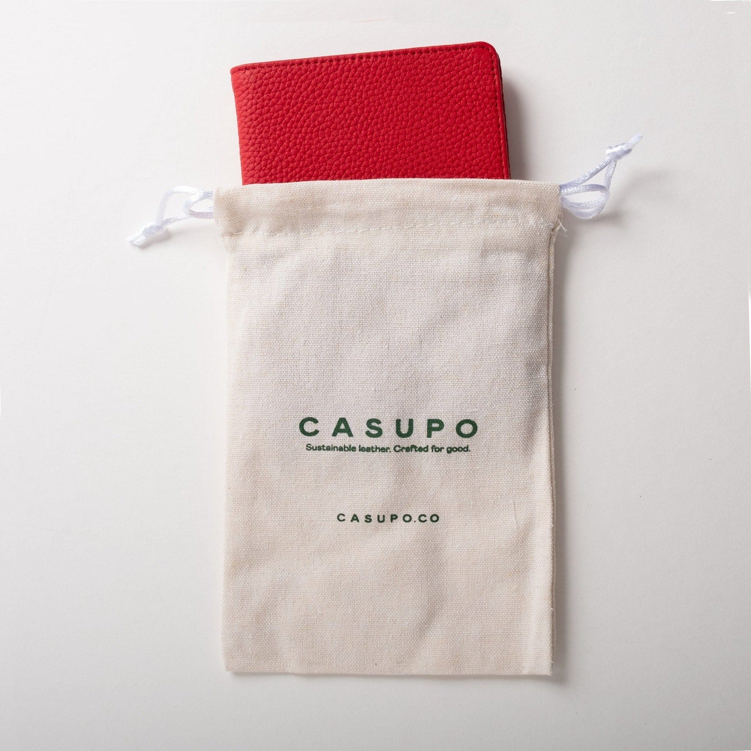 CASUPO Small Leather Goods Leather Passport Wallet with RFID - Red