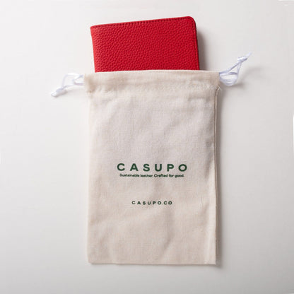 CASUPO Small Leather Goods Leather Passport Wallet with RFID - Red