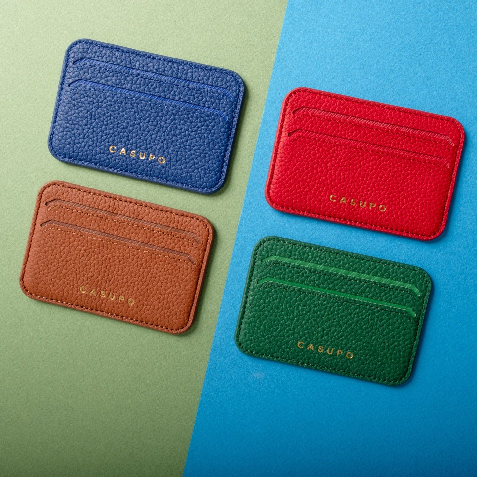 CASUPO Small Leather Goods Mag Safe Leather Wallet with RFID - Red