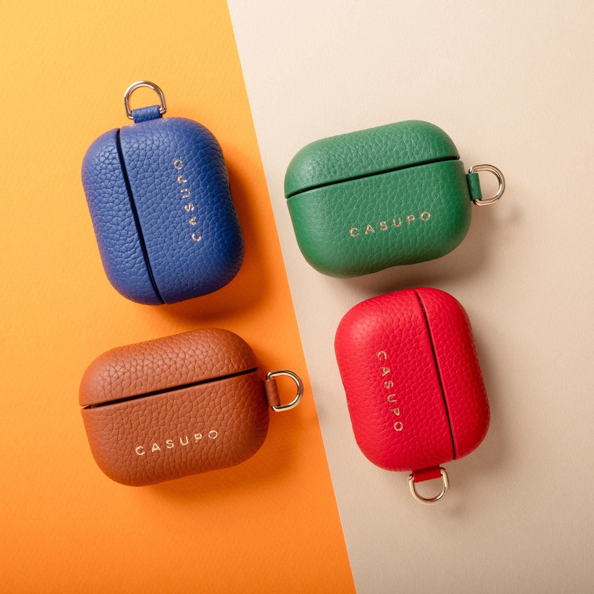 CASUPO Small Leather Goods Leather Airpod Case - Cobalt