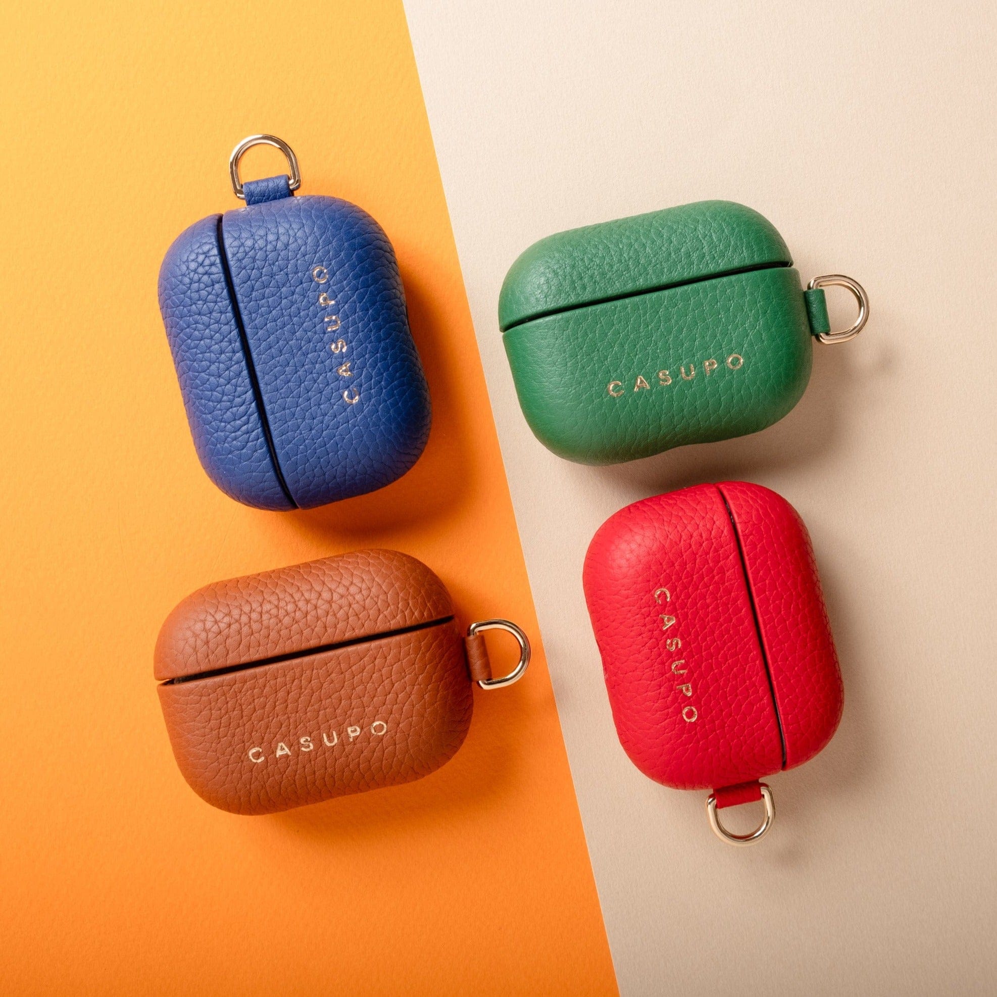CASUPO Small Leather Goods Leather Airpod Case - Tan