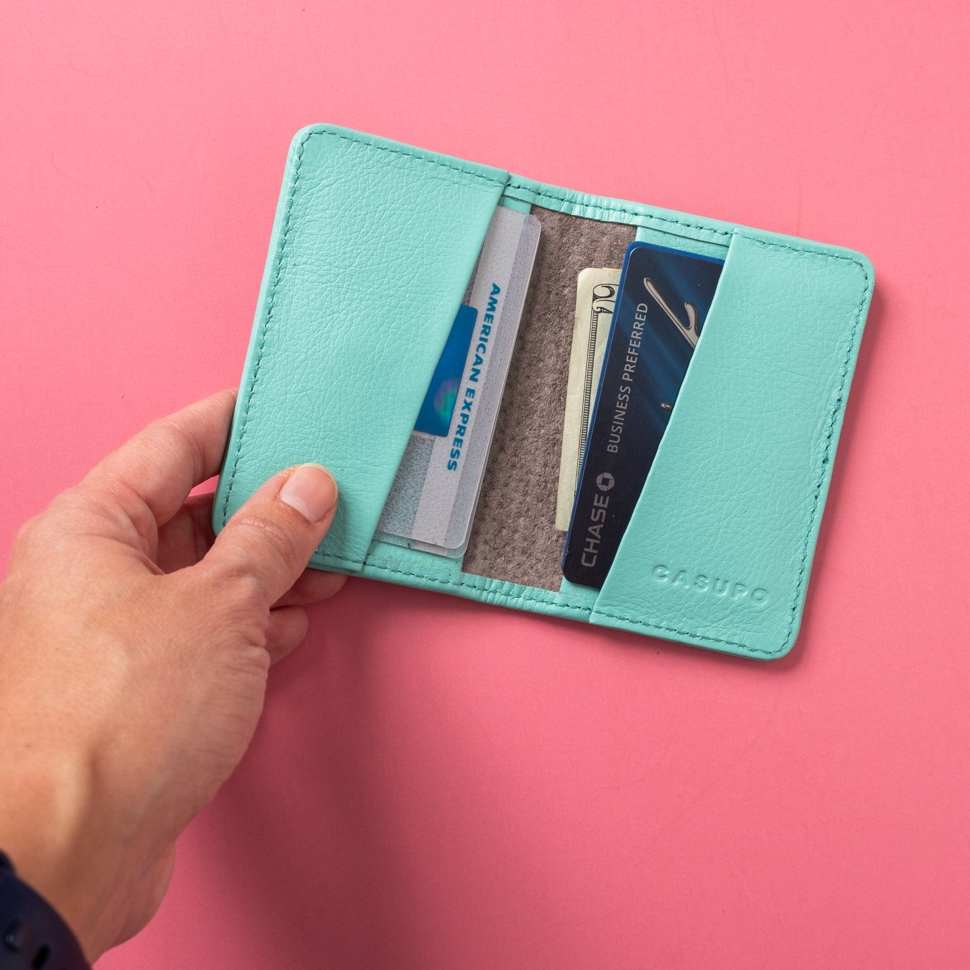 CASUPO Small Bifold Compact Bifold with RFID Protection - Baby Blue