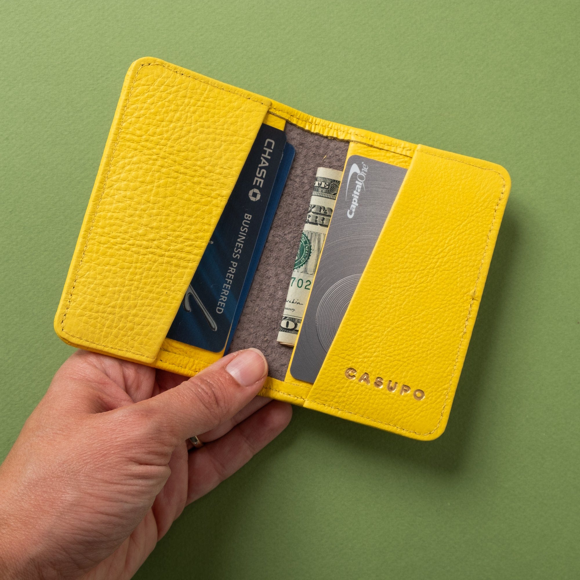 CASUPO Small Bifold Compact Bifold with RFID Protection - Sunny Yellow