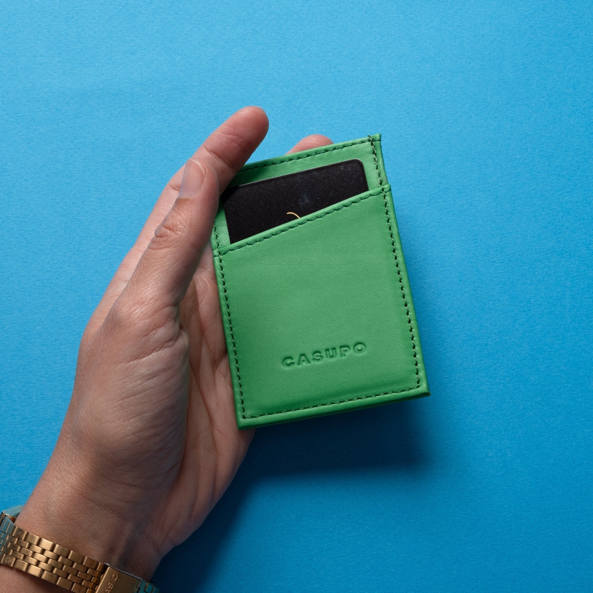 CASUPO Slim Card Holder Minimalist Wallet With RFID Protection - Green