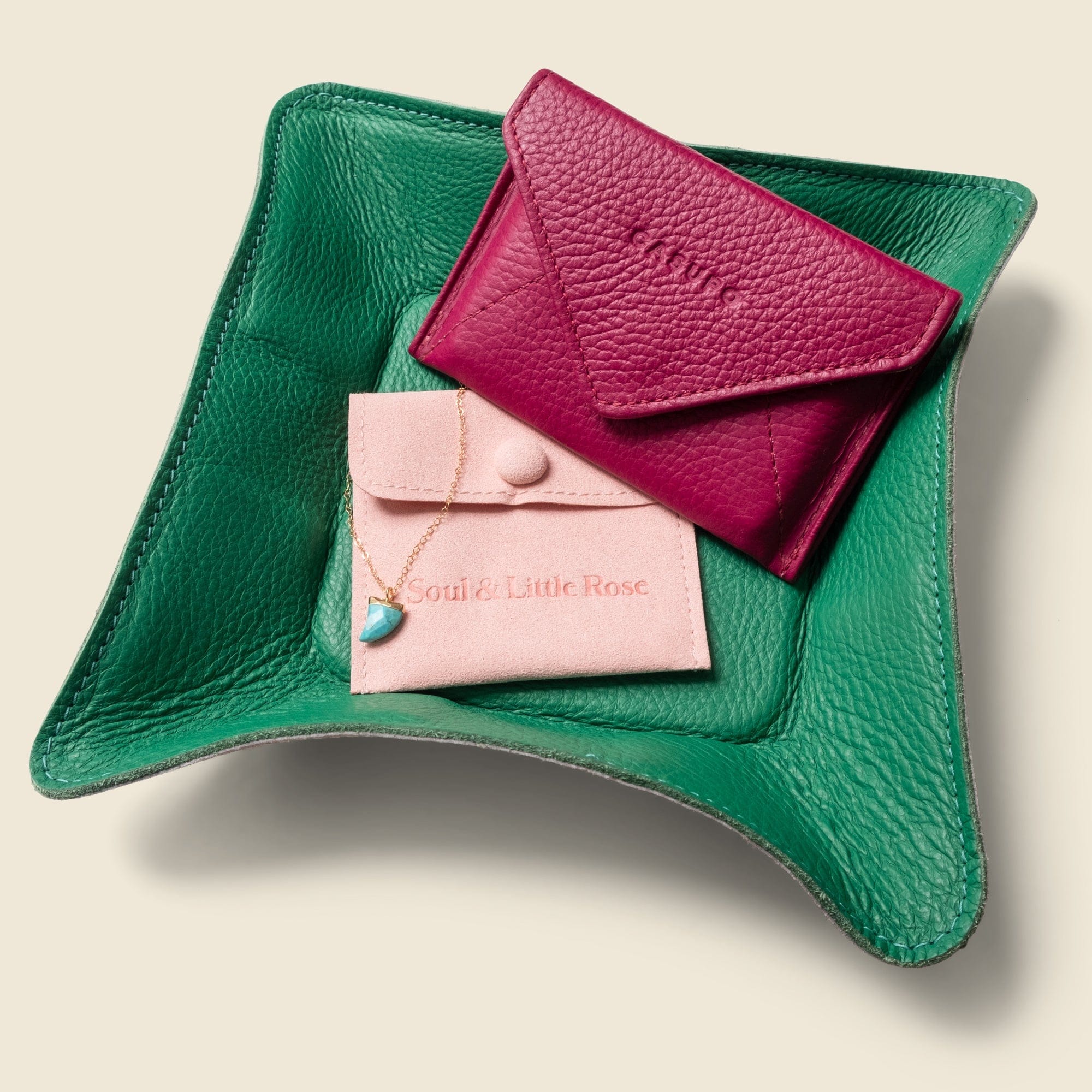 CASUPO Small Leather Goods Travel valet tray - Green