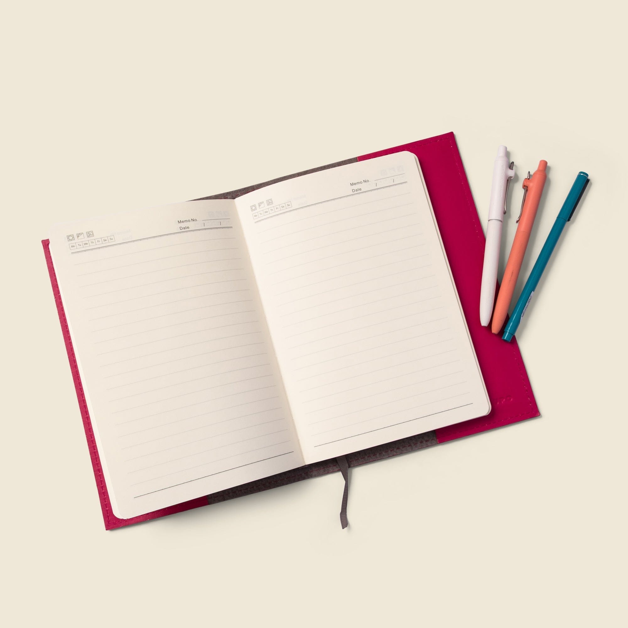 CASUPO Notebook Cover Refillable A5 Leather Notebook Cover – Pink