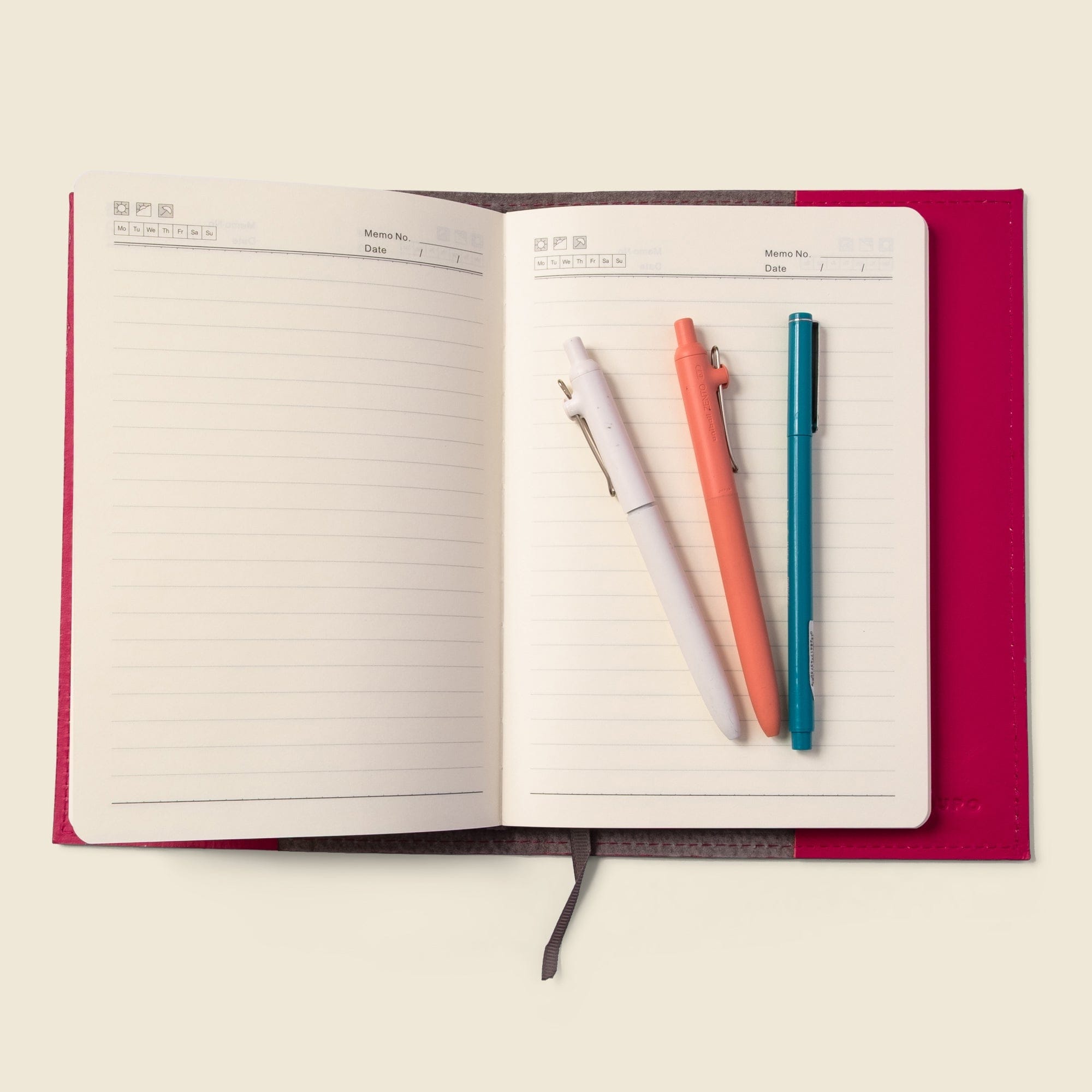 CASUPO Notebook Cover Refillable A5 Leather Notebook Cover – Pink