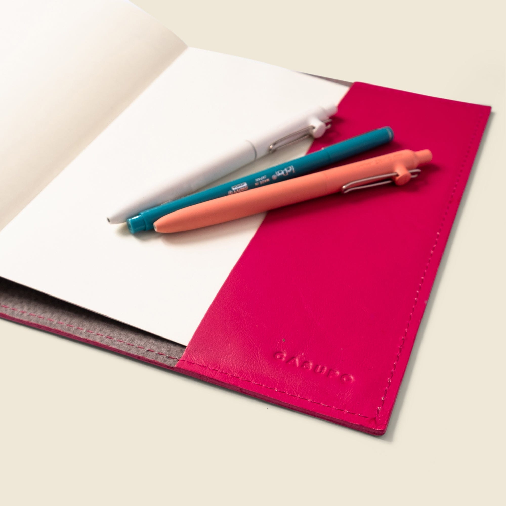 CASUPO Notebook Cover Refillable A5 Leather Notebook Cover – Pink