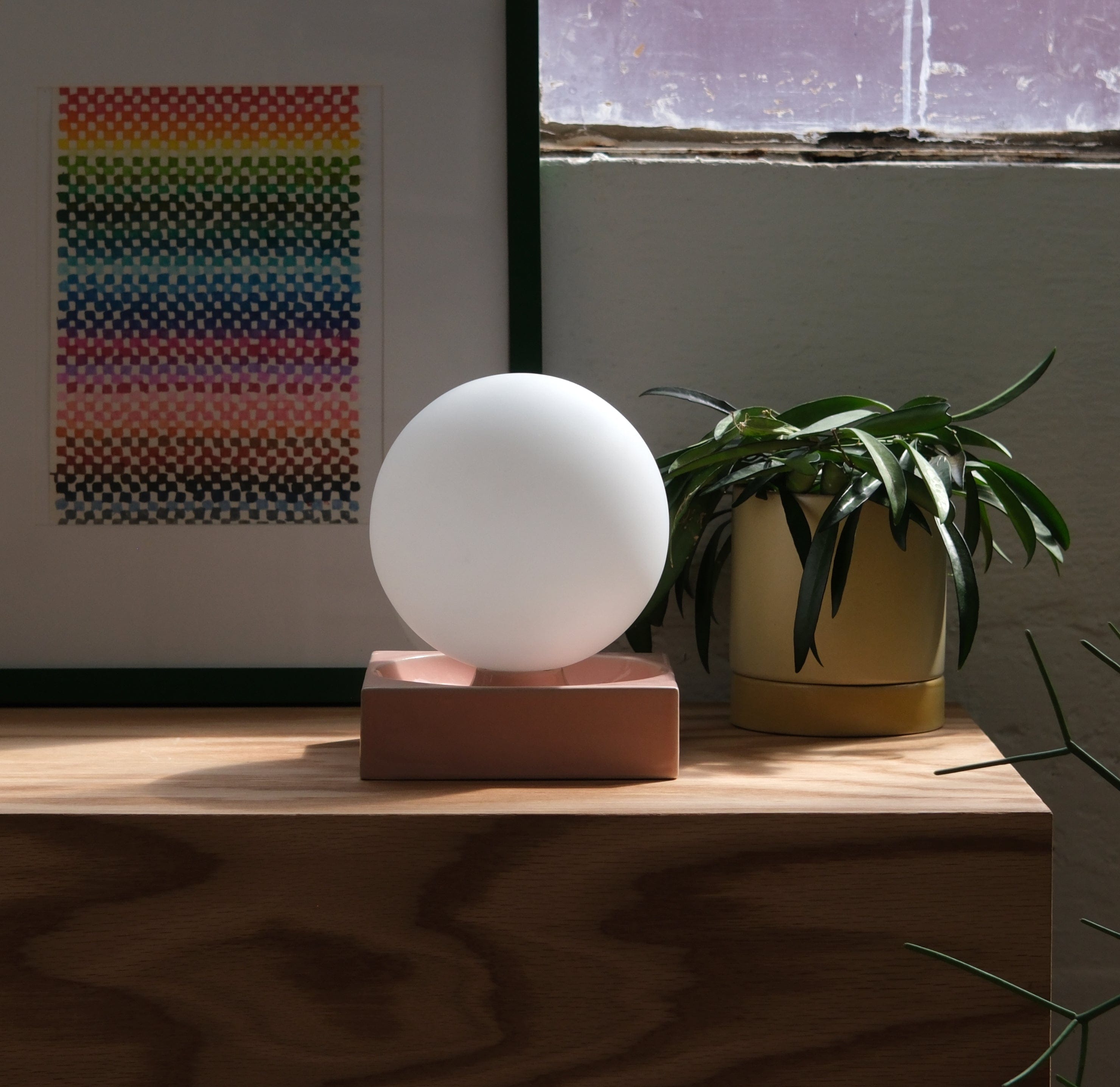 Misewell Lamps Pink Glossy Cubic Table Lamp