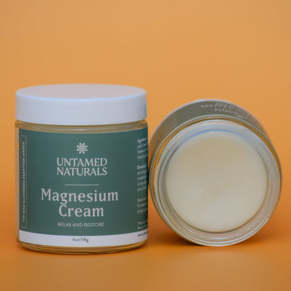 UnTamed Naturals All Products 4 oz Glass Jar Magnesium Cream with Menthol