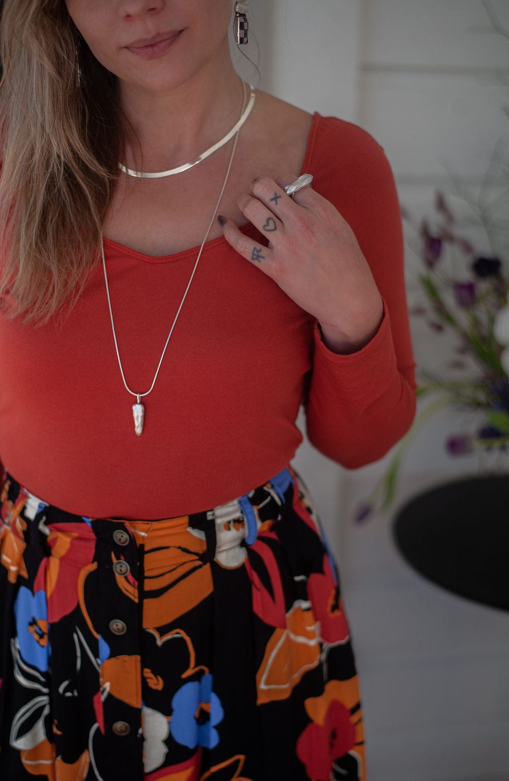 Field Day Top Camille Top in Coral Cotton Knit