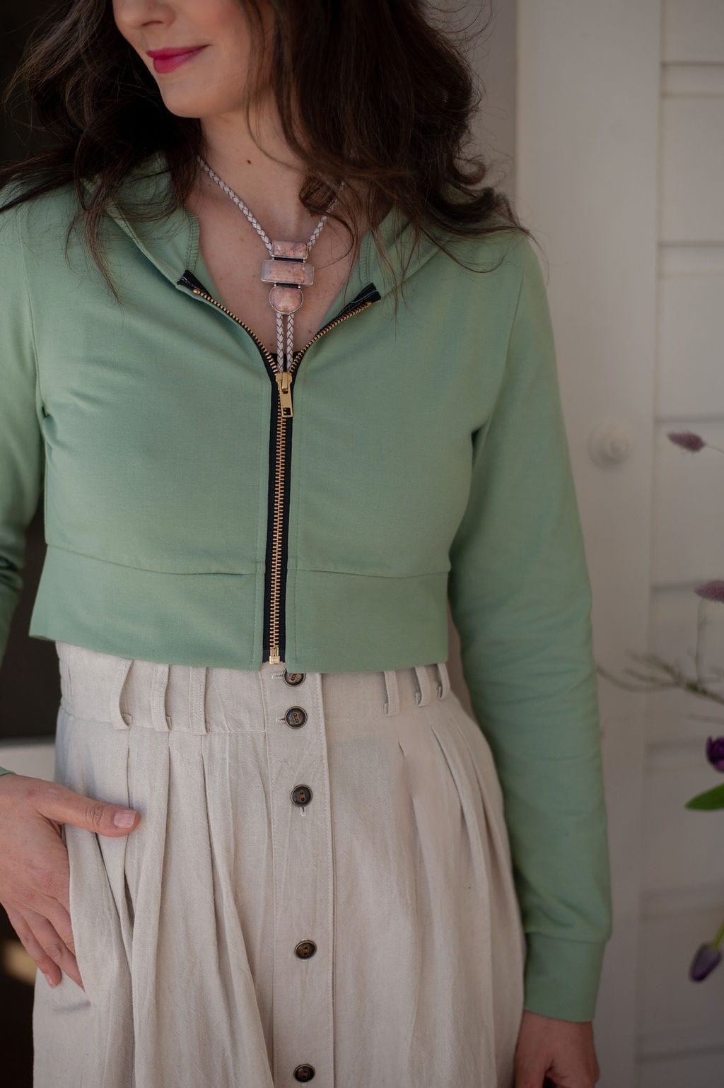 Field Day Hoodie Cropped Hoodie In Mint Green