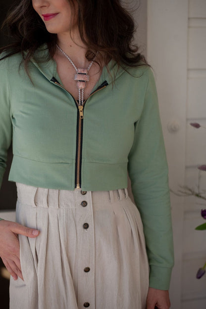 Field Day Hoodie Cropped Hoodie In Mint Green