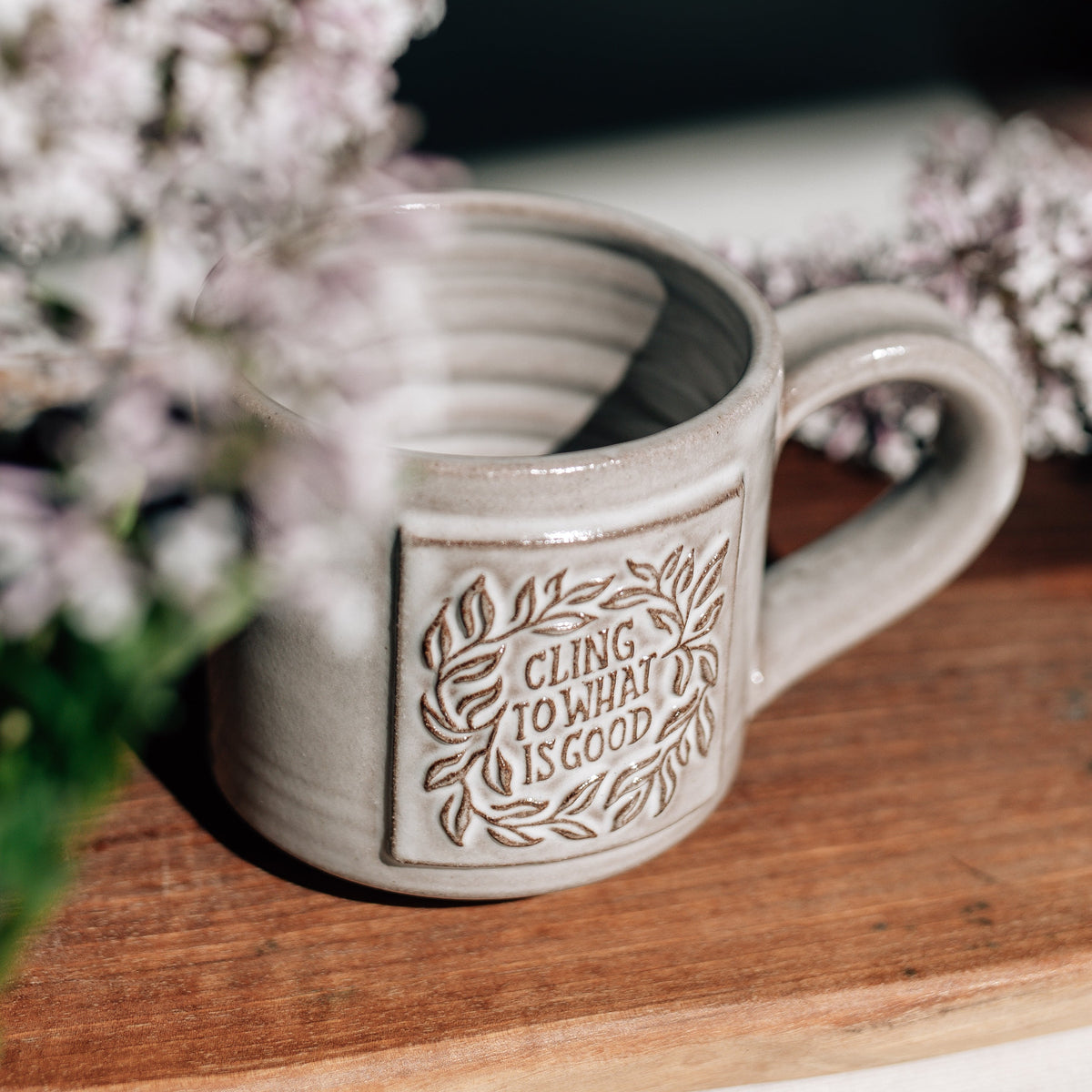 White mug with &