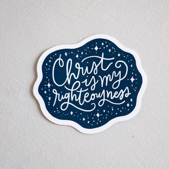 A scalloped die-cut sticker featuring the hand-lettered quote &