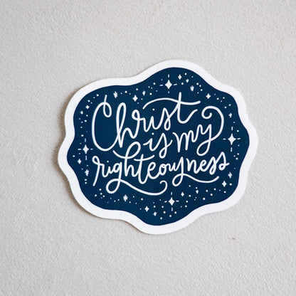 A scalloped die-cut sticker featuring the hand-lettered quote &