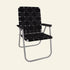 Black and silver folding chair on a white background