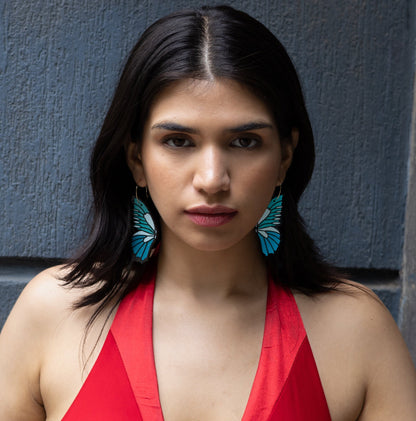 Blue Butterfly Hoops