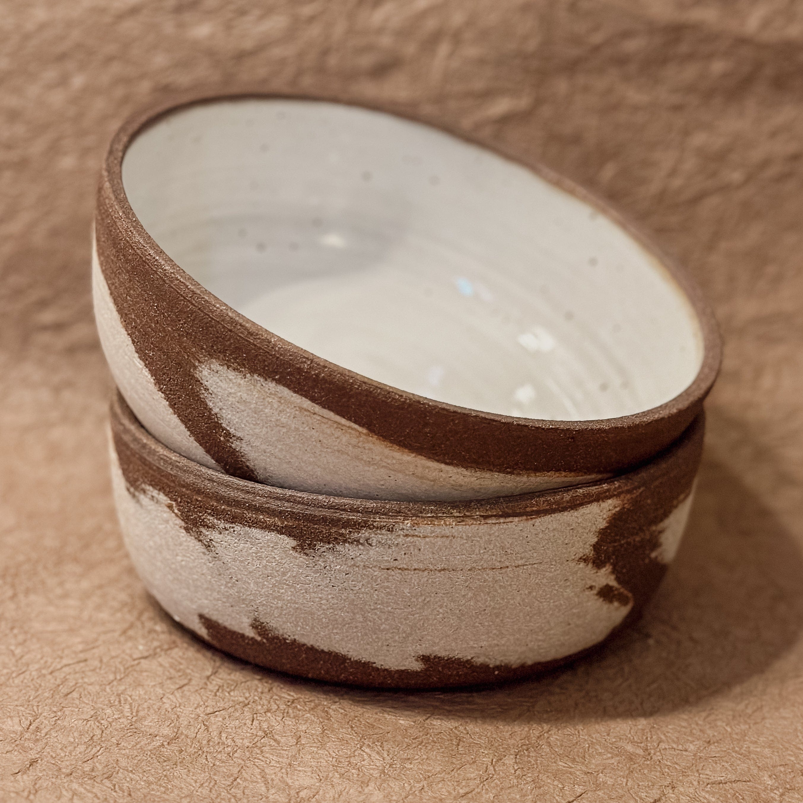 Olivia Snow Ceramics Bowl 7" Dark Brown and White Marbled Ceramic Coupe Bowl