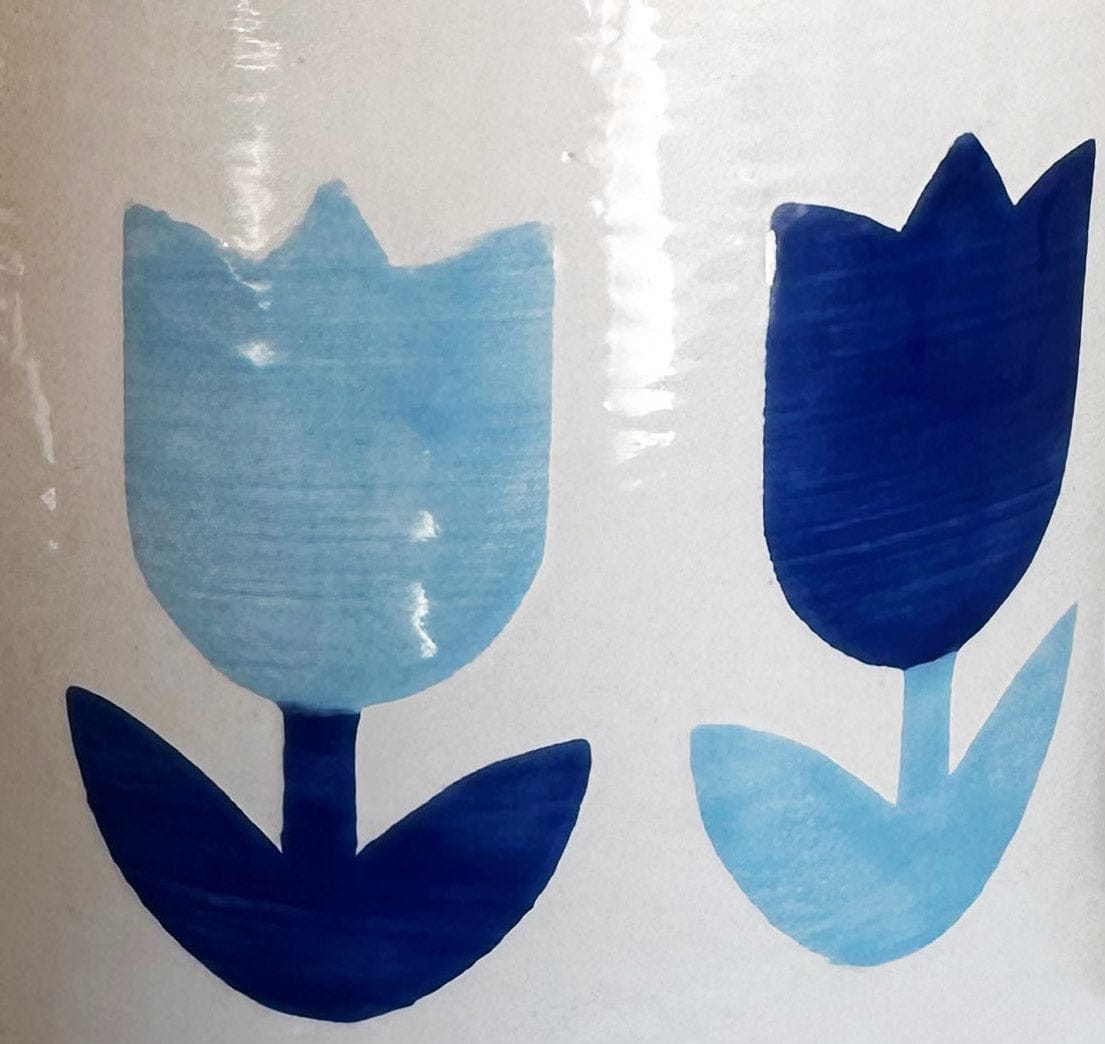 Ruby Clay Company Deep Blues Tulip Fever Column Vase
