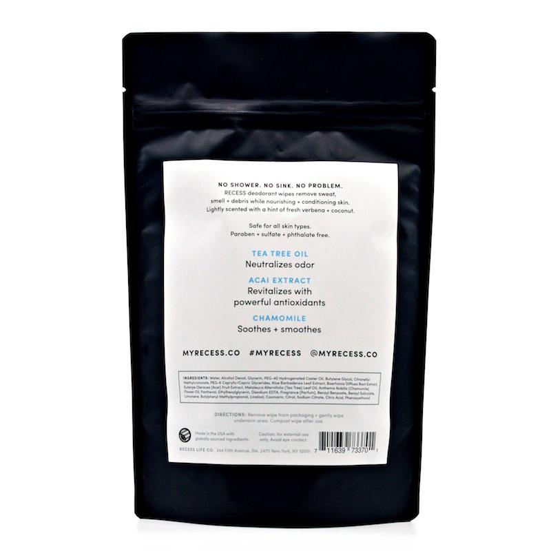 RECESS body wipe BODY 101: Deodorant Wipes (Pack of 15)