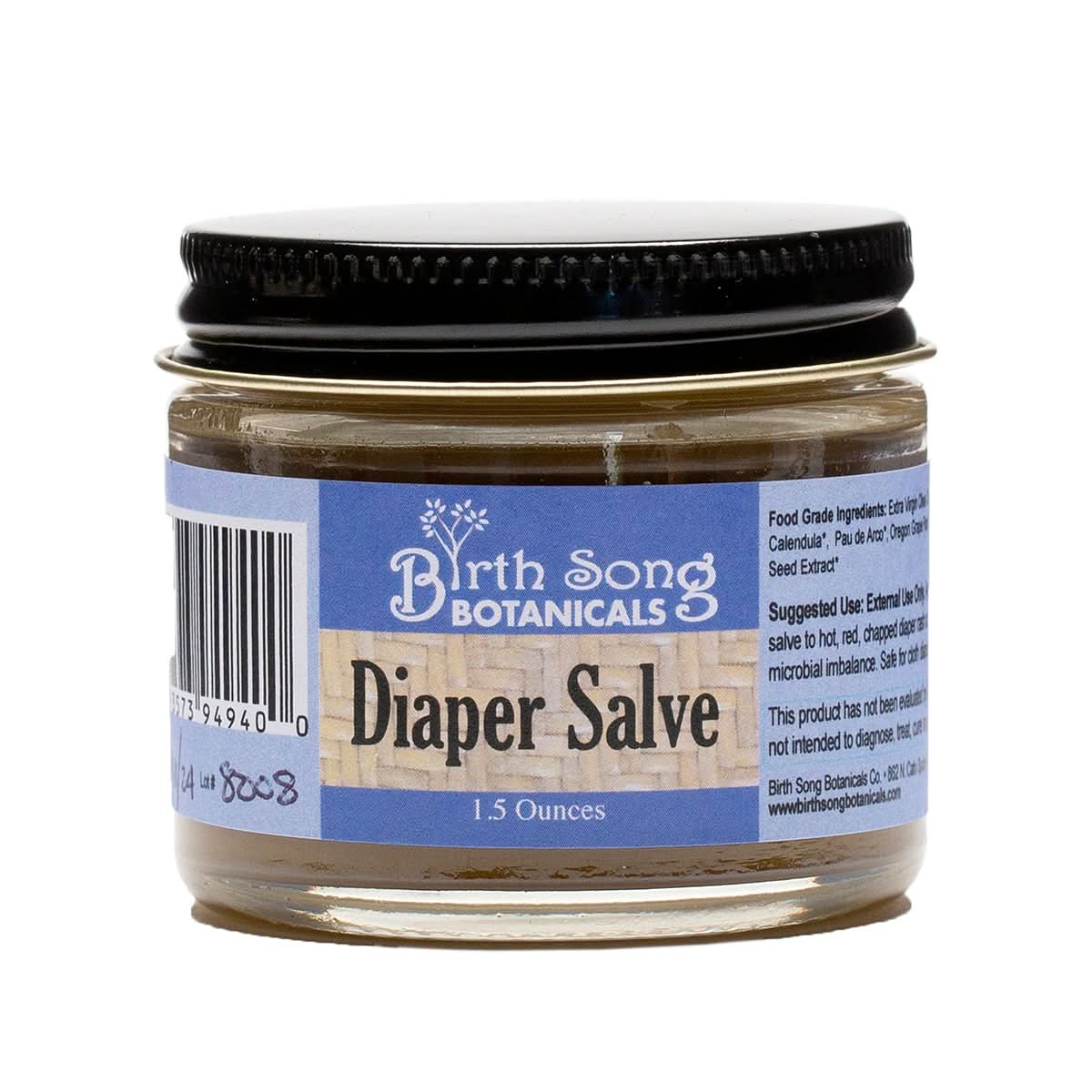 Birth Song Botanicals Co. Skin Care Default Herbal Baby Diaper Rash Cream With Calendula, Natural Baby Bottom Butter, Cloth Diaper Safe, Unscented