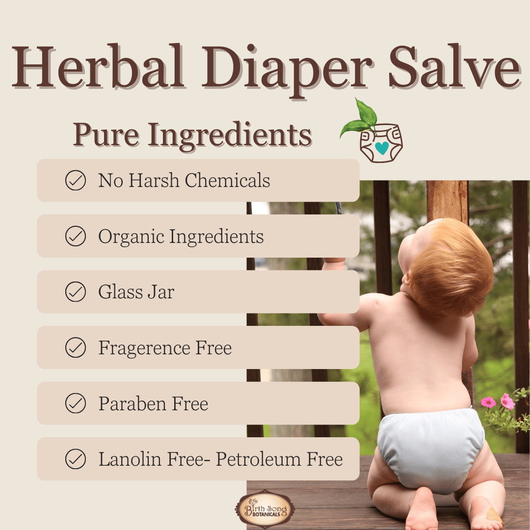 Birth Song Botanicals Co. Skin Care Default Herbal Baby Diaper Rash Cream With Calendula, Natural Baby Bottom Butter, Cloth Diaper Safe, Unscented