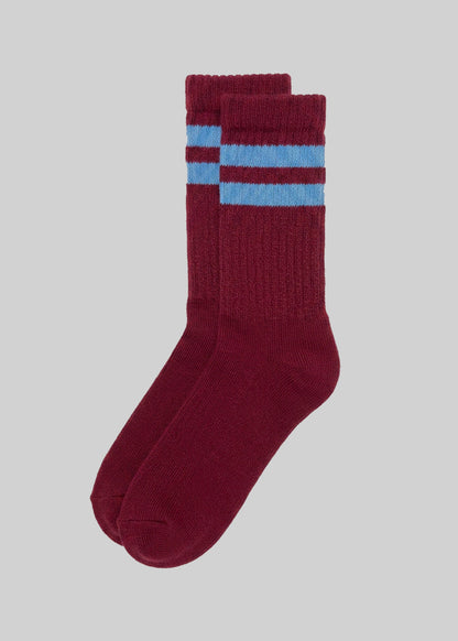 American Trench Retro Sock Burgundy/Col. Blue / One Size The Retro Double Stripe
