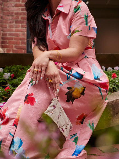 Alice Embroidered Linen Wristlet - My American Goods