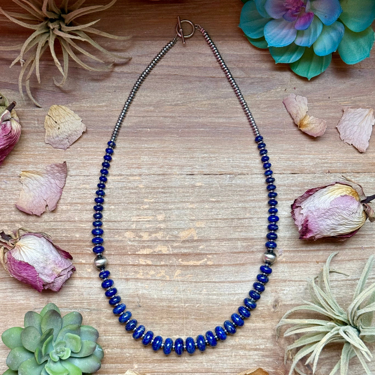 Lapis Rondelle &amp; Hematite Necklace – 22"