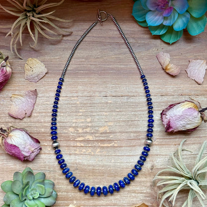 Lapis Rondelle &amp; Hematite Necklace – 22"