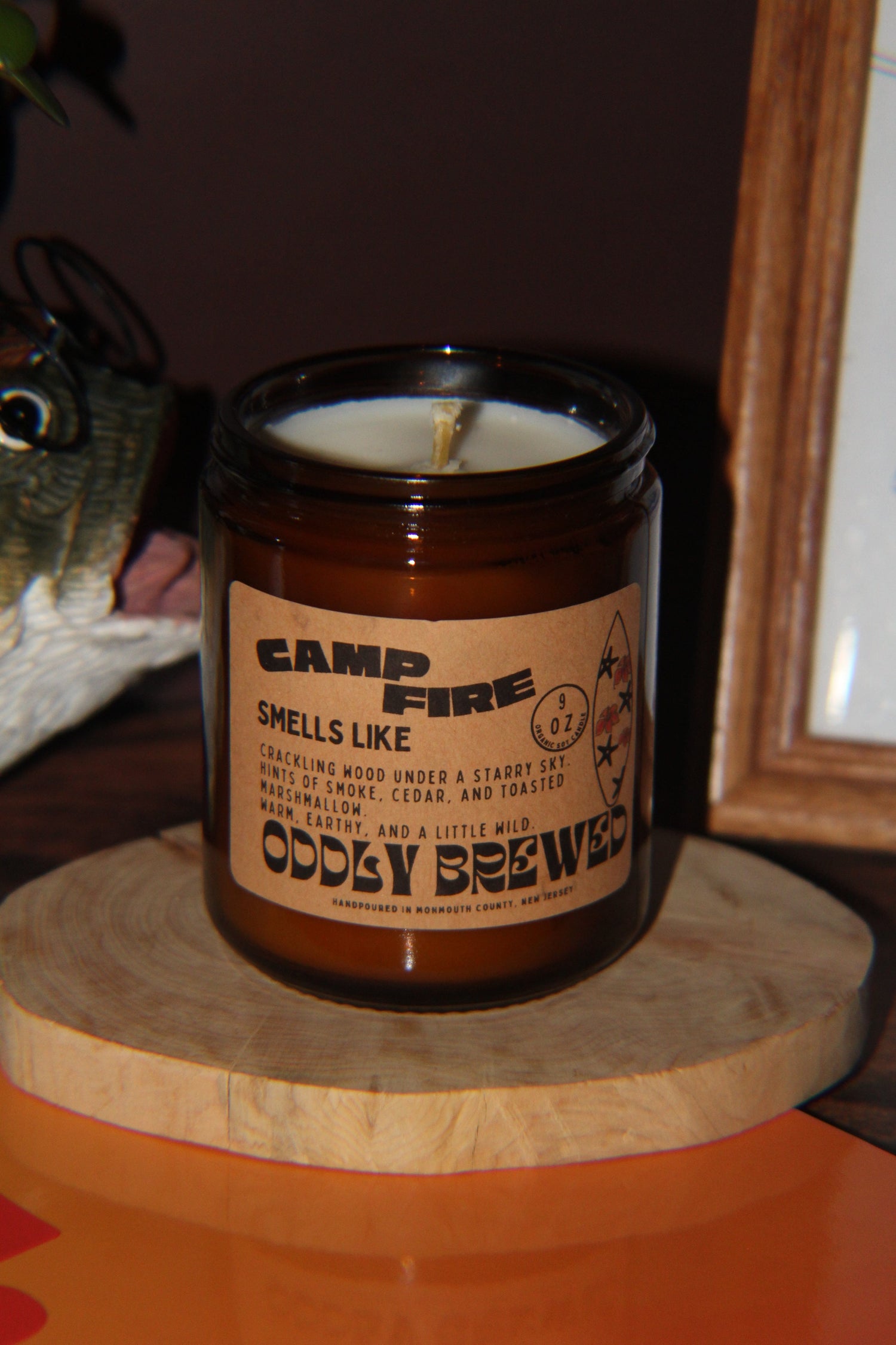 Oddly Brewed Candles Medium 8oz Campfire Soy Candle