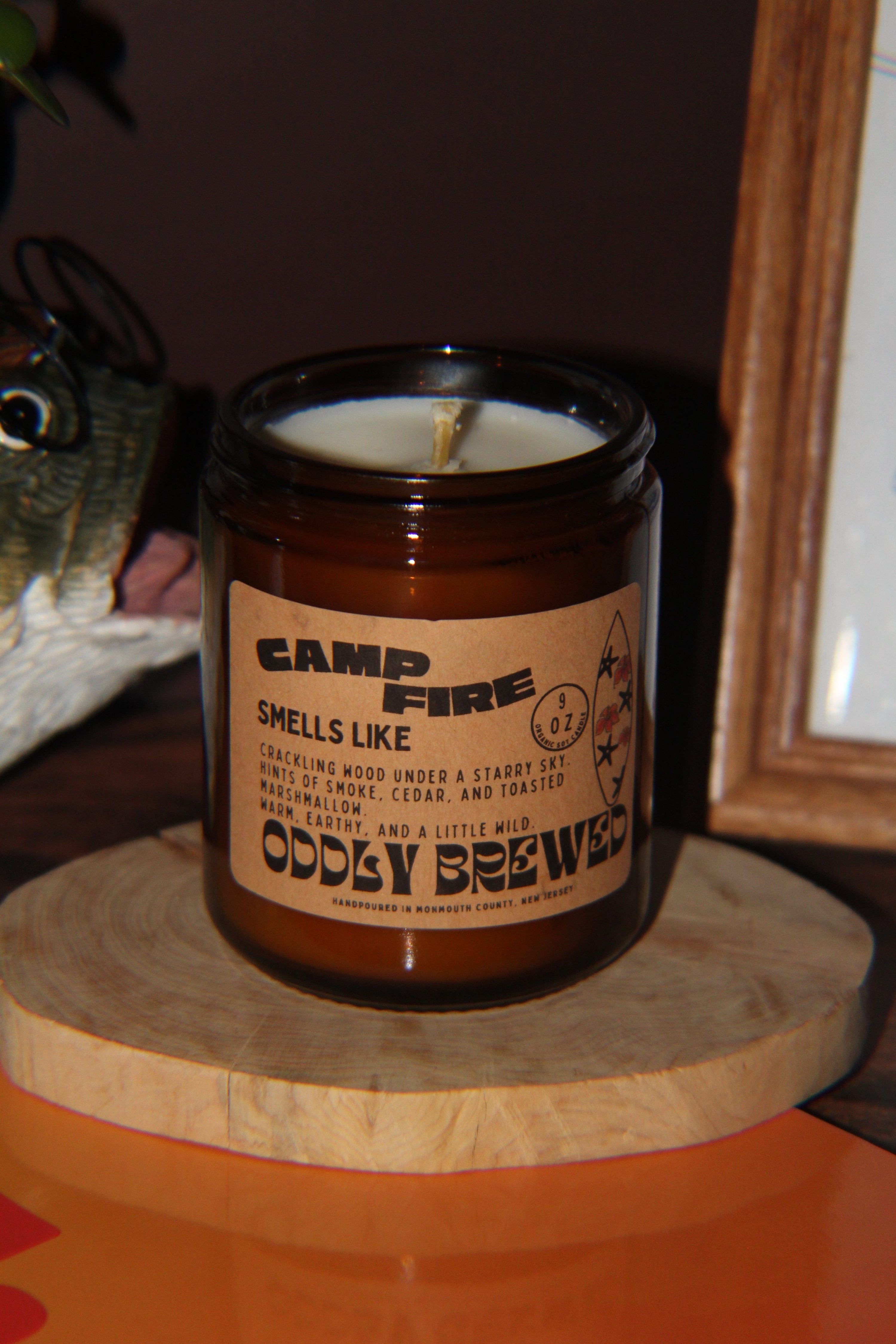 Oddly Brewed Candles Medium 8oz Campfire Soy Candle