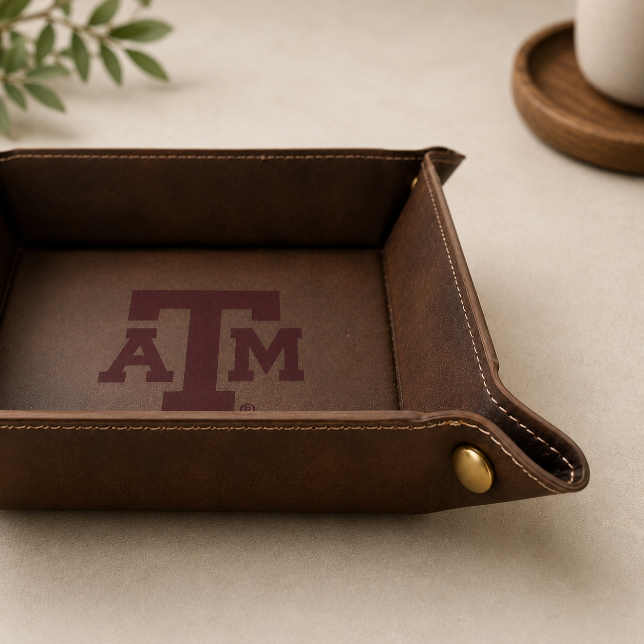 Texas A&amp;M Maroon Leather Catchall Tray