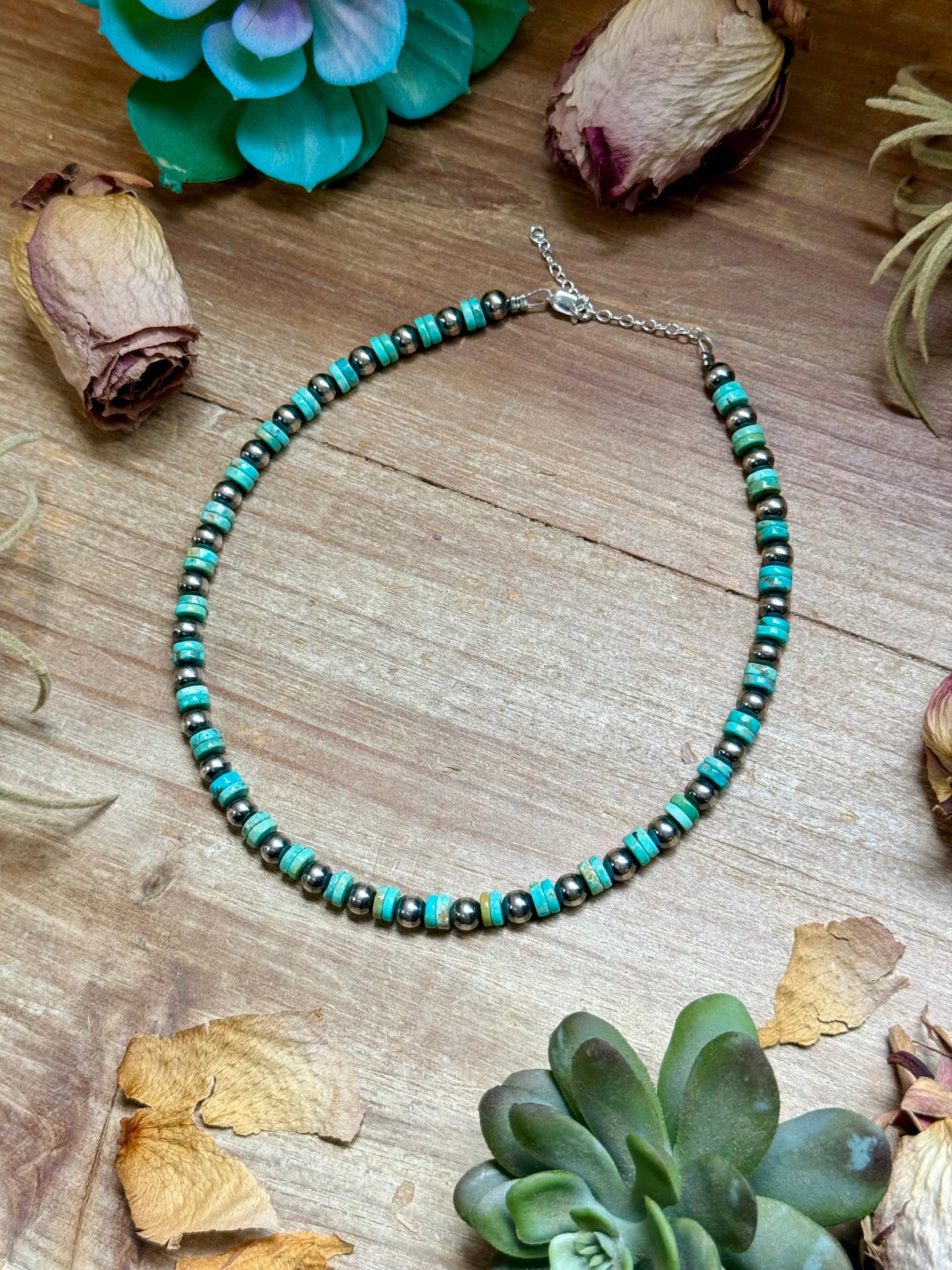 14" Sterling Silver Pearl &amp; Heishi Choker – 6mm