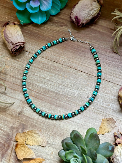 14" Sterling Silver Pearl &amp; Heishi Choker – 6mm