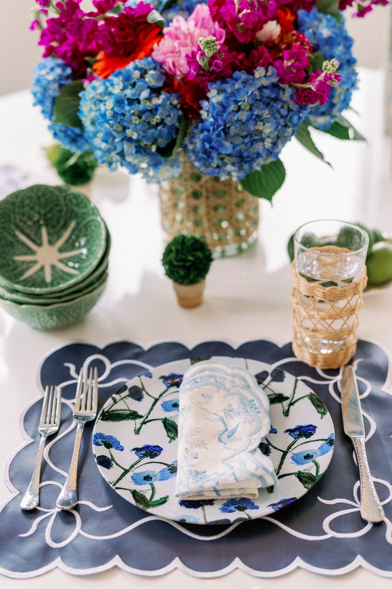 Erin Donahue Tice China Plates Set of Blue Posey China Plates (Set of 2, 4 or 8)