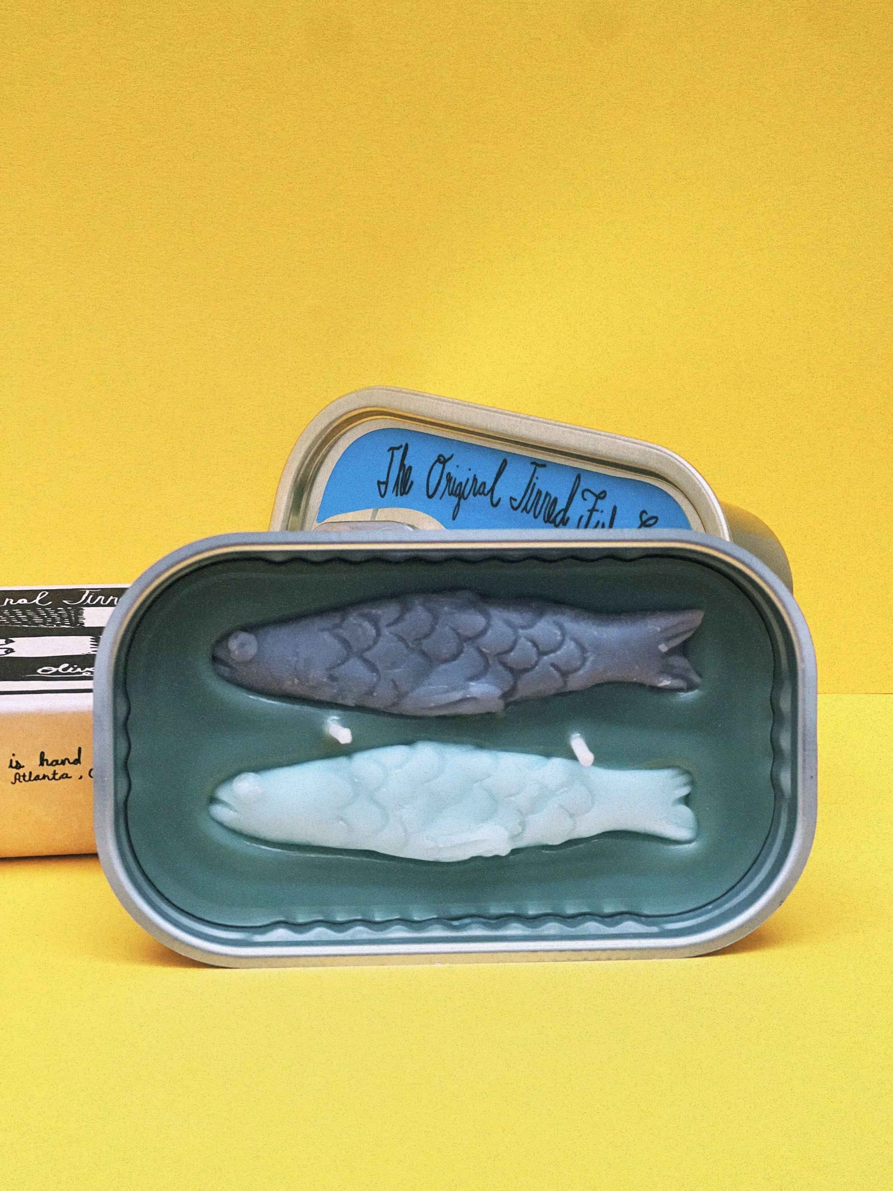Tinned Candle Tinned Fish Candle - Olive Oil and Sea Salt (Ocean Breeze Scented)