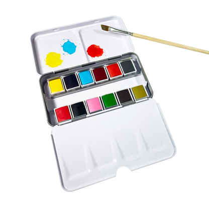 Watercolors – Metal Palette – 12 Colors – Travel Friendly