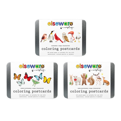 Coloring Postcards w/ 6 Designs (30 cards)