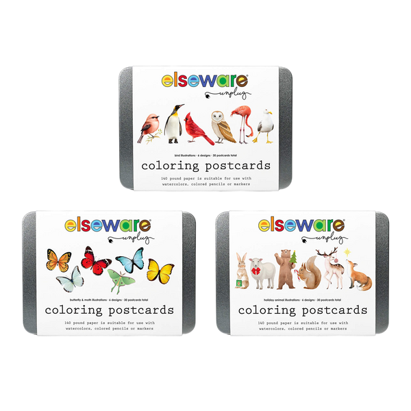 Coloring Postcards w/ 6 Designs (30 cards)