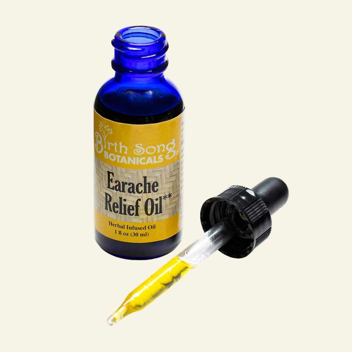 Birth Song Botanicals Co. Tinctures Default Herbal Ear Oil, Natural Ear Drops, Blended with Garlic and Mullein Flowers, for Swimmers and Wax Removal 1 oz.