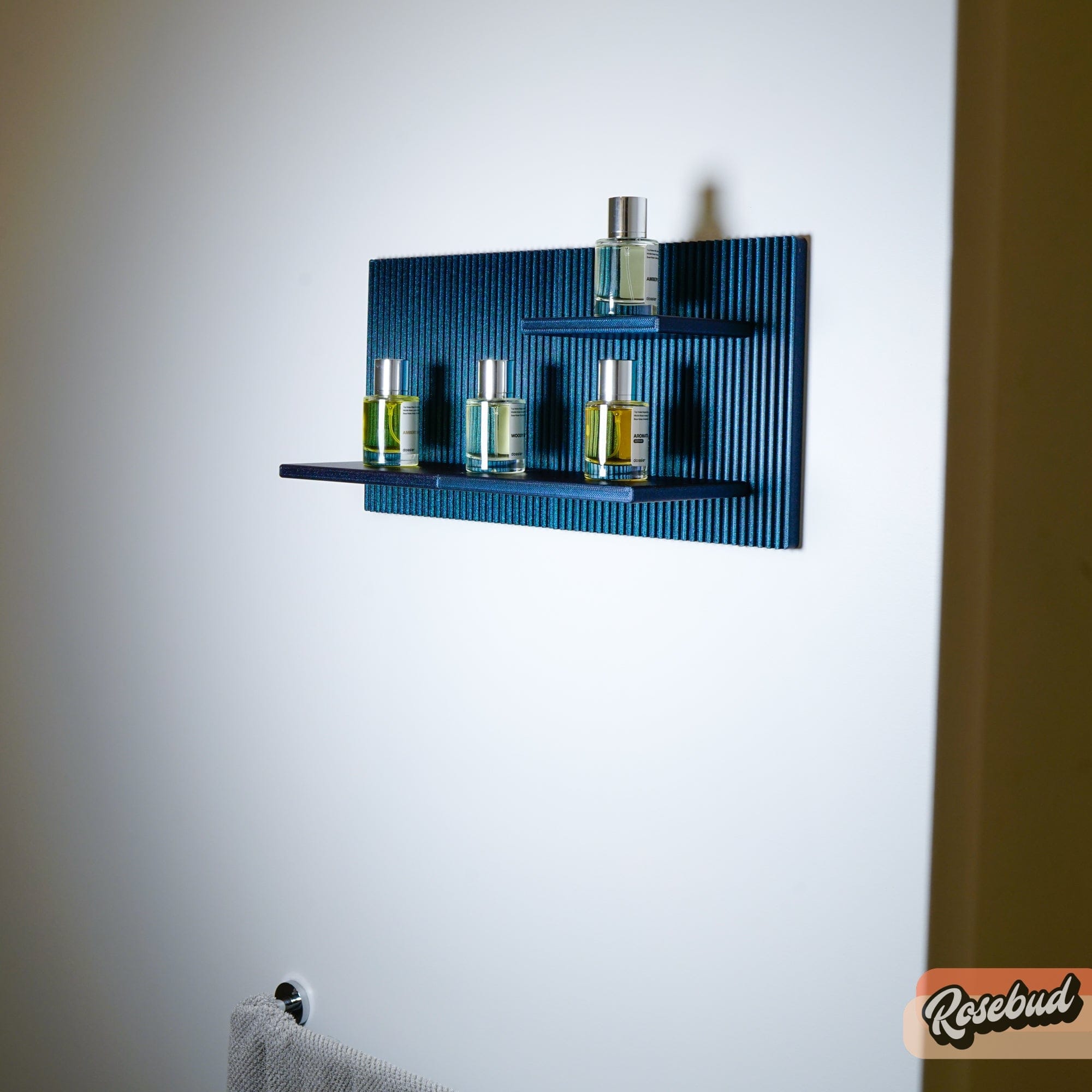 Rosebud HomeGoods Floating Shelf Modern Floating Wall Shelf, Unique Retro Home Decor, 3D Printed Perfume Display/Reed Diffuser Shelf, Wall Shelf Catchall, Hosting Decor Gift, EDGE