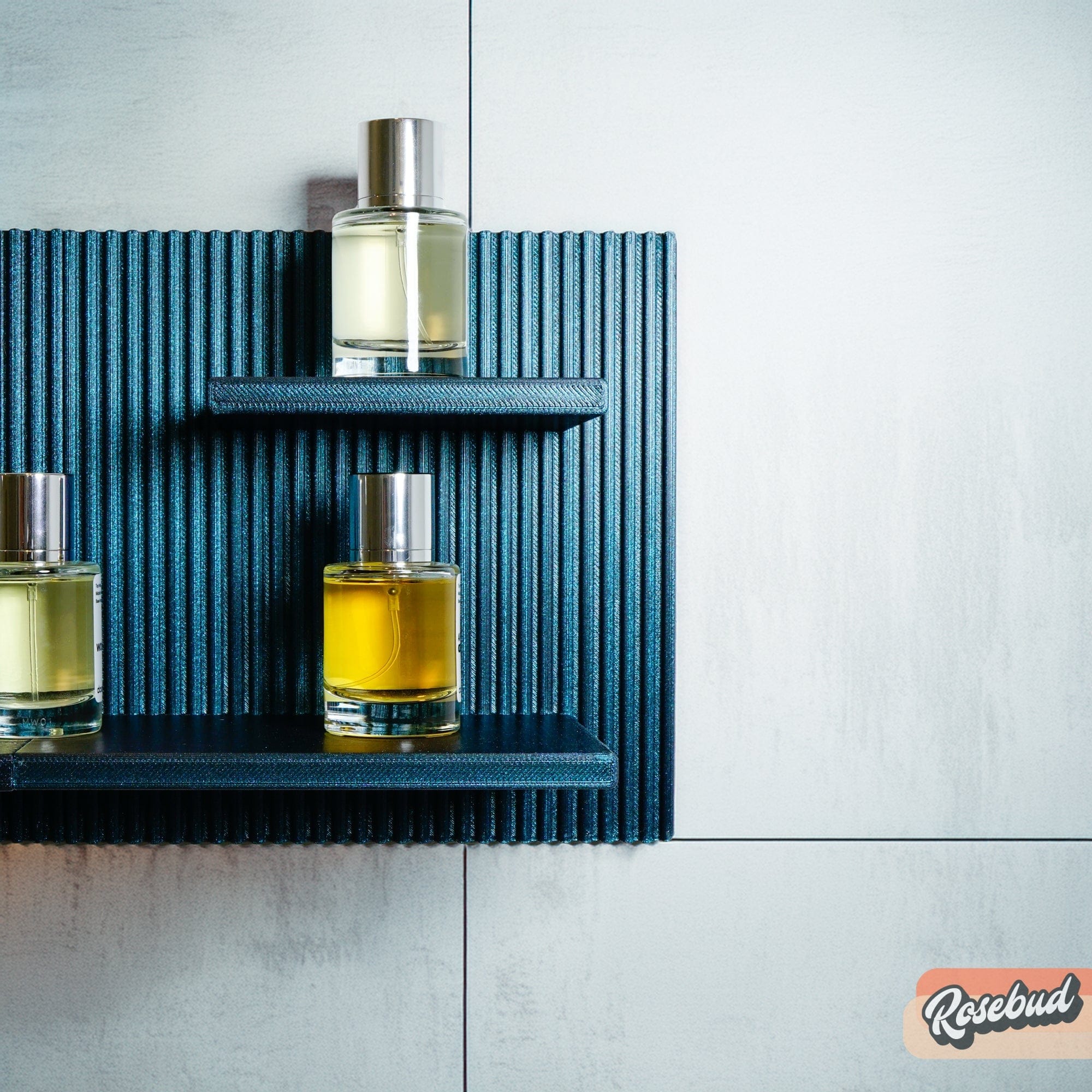Rosebud HomeGoods Floating Shelf Modern Floating Wall Shelf, Unique Retro Home Decor, 3D Printed Perfume Display/Reed Diffuser Shelf, Wall Shelf Catchall, Hosting Decor Gift, EDGE