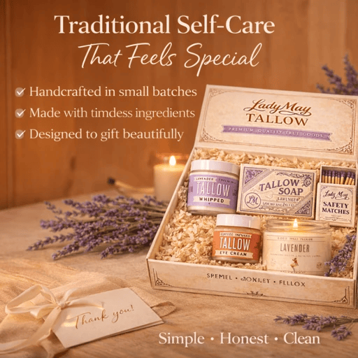 Lady May Tallow Bundles Lavender Tallow "Relax" Premium Quality All Natural Gift Box by The Lady May